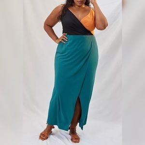 Hutch Anthropologie Sleeveless Colorblocked Faux Wrap Maxi Dress Size 16W NWT